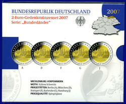 2 Euro 2007 ADFGJ, Mecklenburg-Vorpommern - Schloss Schwerin, kpl. ...
